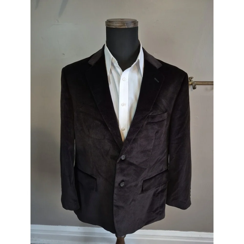 Jones New York Mens Sports Coat 42S Dark Brown Velvet 2 Button Blazer J701